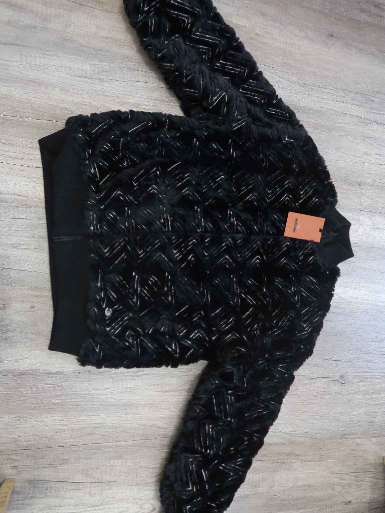 Missoni Black Fur Zigzag Bomber Jacket Kids/Womens Size 14 Kids